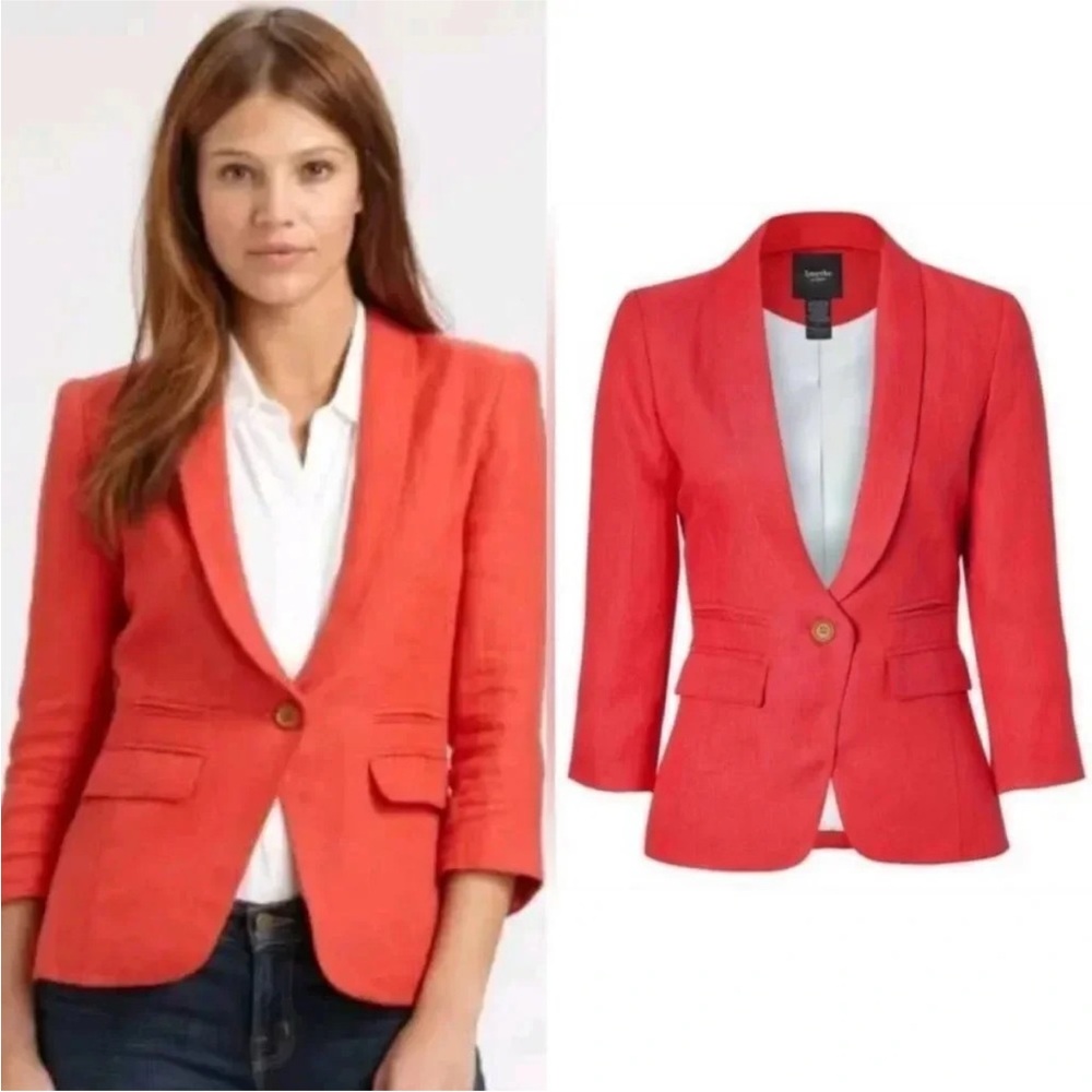 smythe red linen blazer 4